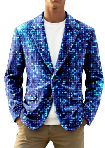 Blazer Uomo Casual, Giacca in Corduroy con Paillettes Glitter per Uomo - Feste, Celebrazioni e Abbigliamento Formale