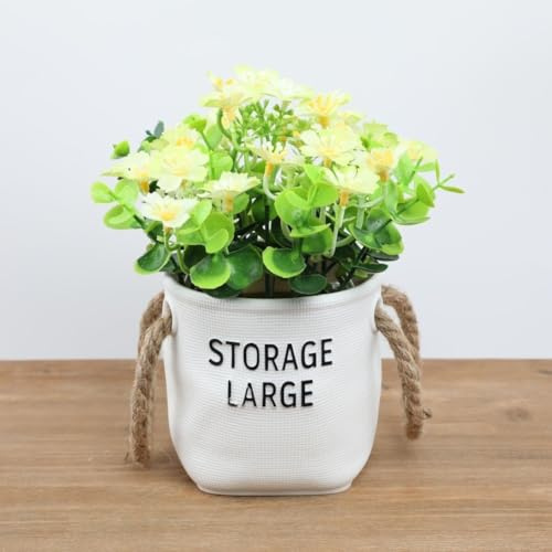 Orchidea artificiale Milo fiore di seta pianta in vaso per scrivania per casa e ufficio decorazione con design realistico e materiale di lunga durata (giallo)