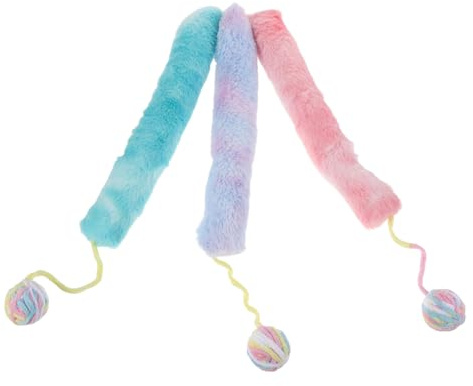 Angoily Lot de 3 Coussins Jouets en Peluche Douce pour Chaton Intérieur, à Mâcher Non Toxique, à Câliner Coloré pour Stimuler Le Jeu et L’Exercice des Chats