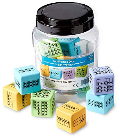 Learning Resources Zehnerrahmen-Würfel – 12 farbige Würfel zur Förderung von Zählen, Addition & Stellenwerten – Mathematikspielzeug ab 5 Jahren – Geschenkidee, Purple