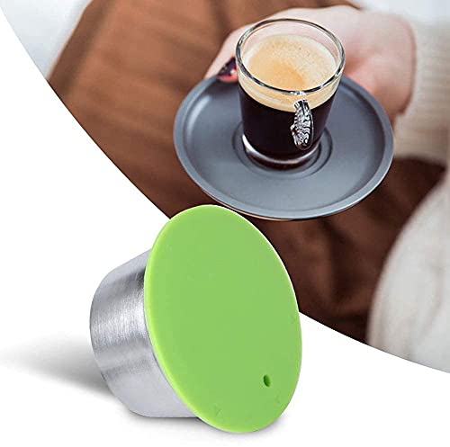 Zerodis kaffekapsel, rostfritt stål återanvändbar påfyllningsbar kaffe kapselkopp passar för högfiltrerande noggrannhet kaffemaskin lätt att rengöra (grön)