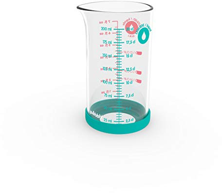 PEBBLY - Verre Mesureur de Précision en Verre avec Bec Verseur et Base Silicone Amovible - 6 x 11 cm - Cuisinez avec Précision au Quotidien, Fabriqué en Verre Borosilicate, Conversions Faciles