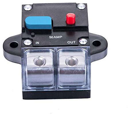 Auto Sicherungshalter, Asudaro 12V / 24V Überlastschutz Inline Auto Leistungsschalter 50A-300A Auto Sicherungskasten Wechselrichter mit Wasserdichter Abdeckung für Schiffe, LKWs, Busfahrzeuge, 50a