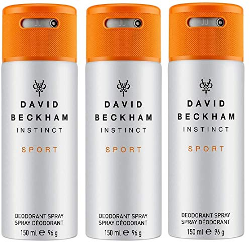 David Beckham Instinct Sport Déodorant pour homme en spray pour le corps, 150 ml, lot de 3