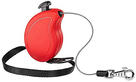 Ferplast Guinzaglio per Cani Allungabile FLIPPY ONE, Guinzaglio per Cani Taglia Piccola fino en 8 kg. Cordino Allungabile max 3 m. Unico Pulsante per Blocco e Rilascio, Rosso