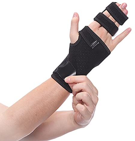 FITTOO Fingerschiene, 2～3 Fingerstütze Fingerorthese mit Bandage, Aluminiumschiene für Mittel-, Zeige-, Ringfinger für Schmerzlinderung Arthritis, Sehnenscheidenentzündung, Triggerfinger, Rechte Hand
