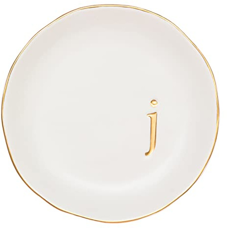 COLLECTIVE HOME - Ceramic Jewelry Tray, Decorative Trinket Dish for Rings Earrings Necklaces Bracelet Watch Keys, Birthday Mother's Day Christmas Gift for Women, 4.75, White Surface (J)