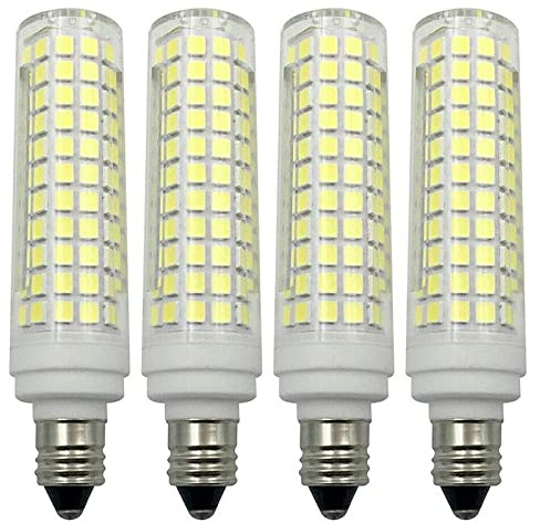 Lxcom Lighting E11 LED Corn Bulb 15W Dimmable Ceramic LED Light Bulbs 120W Equivalent 136 LEDs 2835 SMD 1500LM Daylight White 6000K T3/T4 JDE11 E11 Mini Candelabra Base for Home Lighting, 4 Pack