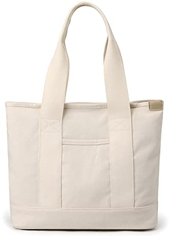 CORIOS Damen Henkeltaschen Canvas Tragetasche Große Kapazität Handtasche Multifunktionale Schultertasche Casual Tote Beutel Henkeltasche für Arbeit Schule Reise Shopper Weiß
