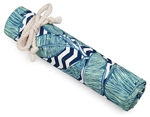 Aeelike Grön bananblad, sticknål, rullväska, 38 x 37 cm, extra lång sticknålsrulle med 20 platser, bärbar sticknålsrulle, väska, organisatör för sticknålar, tunisisk virknål, nålspel