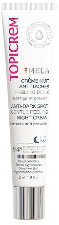 Topicrem - Mela, Crème Nuit Anti-Taches Peeling Doux - Unifie et Illumine le Teint, Corrige et Prévient l’Apparition des Taches, Double Action Exfoliante - Peaux Sensibles - 40 ml
