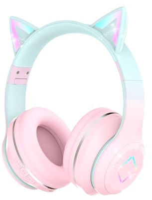 Xunpuls Casque Bluetooth pour Enfants sans Fil, Bluetooth 5.1 et Son stéréo, Pliable, Bandeau réglable, Casque pour Enfants avec Microphone Supra-auriculaire pour école/Tablette (Rose)