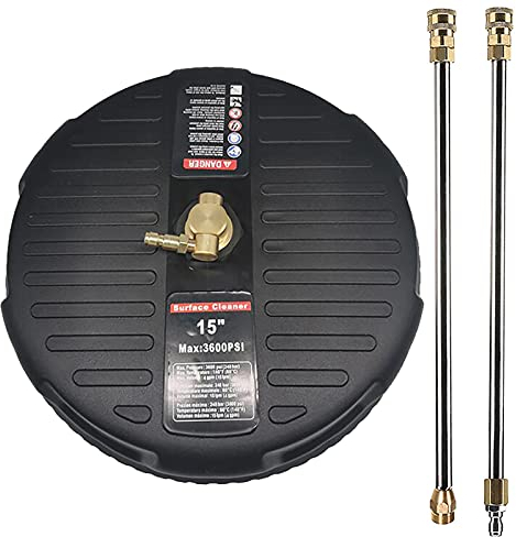 15 Zoll Hochdruckreiniger 3600PSI Oberflächenreiniger mit 2 Verlängerungsstabbefestigung, Flächenreiniger Universal Rotationsbürste Terrassenreiniger Power Washer-Zubehör
