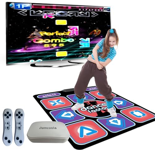 Damcoola Tanzmatte Spiele für Kinder und Erwachsene, Musikalische Tanzmatte Spiele für TV, Pad Tanzmatte für Übung, Tanzspiel Matte Spielzeug Geschenke für Jungen & Mädchen, Rot