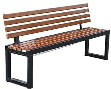 LAPADULA Outdoor-Bänke für den Außenbereich, Parkstuhl, Massivholz, Rückenlehne, quadratisch, Freizeitbank, Kunststoff, Holz, Spielplatz, Gemeinschaft, Indoor-Bank, Outdoor-Terrassenstühle (A, 180 cm)