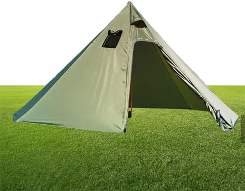 Ruwshuuk Tipi-Zelt im Freien, Camping-Tipi-Zelt, Outdoor-Hauszelte für Erwachsene, wetterbeständig mit feuerfestem Stoff, Vorder- und Hintertür-Design, für 2–3 Personen, Grillparty