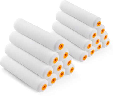 HANJKINZ Foam Paint Roller, 20 Pack, 6 Inch Mini Paint Roller Covers, High Density Foam Paint Roller, Small Paint Rollers for All Flat Surfaces, Suitable for Wall，Kitchen Cabinets, Doors, Tables, Etc