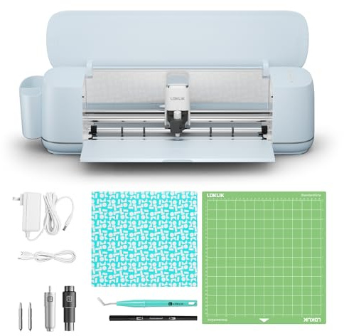 LOKLiK iCraft Plotter Maschine – Schneidemaschine zum Personalisieren von Textilien, Tassen, Taschen, Aufklebern und Dekorationen. Kompatibel mit Flexfolie, Papier, Leder, Karton und mehr. (Blau)