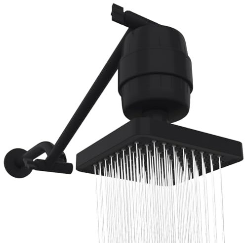 GIWFBQTR Pommes de Douche à Effet Pluie avec Capsule Filtrante et Extension de Bras de Douche Réglable - Filtre de Douche