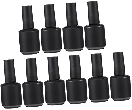 DEARMAMY 10 Pezzi Boccette Smalto Vuote in Vetro da 15ml Tappo Nero e Pennello, per Viaggio e Facile da Trasportare, Contenitori Professionali per Smalti