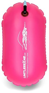 Boa da nuoto e custodia per cellulare, 15 l, colore rosa, sicurezza durante il nuoto, Open Water e Triathlon. Swimming Buoy, Swim Bubble, galleggiante Boj gonfiabile