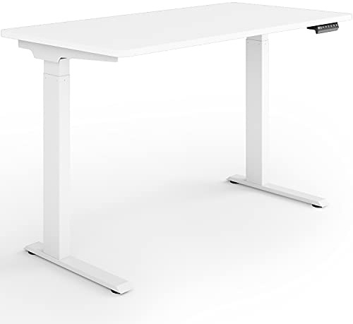 ESMART ESX-121WW elektrischer Steh-Sitz-Schreibtisch | 120 × 60 cm, Weiß, Höhe 73–123 cm, 4 Speicherplätze, schnelle Montage, Soft-Start/-Stopp, stufenlos höhenverstellbar