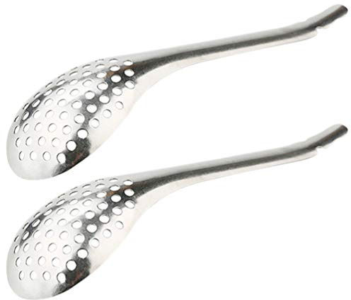 NUOBESTY 2Pcs Cucchiaio di Sferificazione Cucchiaio di Sferificazione Culinaria in Acciaio Inossidabile Molecolare Cucchiai da Buffet Colino da Cocktail per La