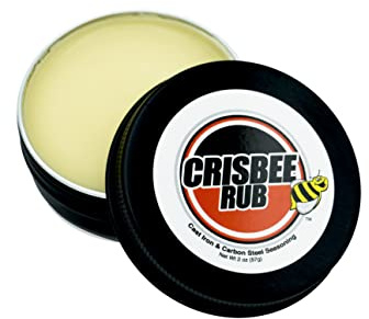 Crisbee Rub Cast Iron and Carbon Steel Seasoning - Family Made in USA - The Cast Iron Seasoning Oil & Conditioner Preferred by Experts - Maintain a Cleaner Non-Stick Skillet