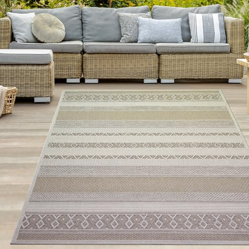 Matta dröm inomhus och utomhus matta sisal utseende kök vardagsrum terrass balkong – diamanter – beige brun storlek 120 x 160 cm