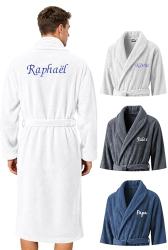 KDO MAGIC Peignoir de bain Personnalisé pour Homme | Idée cadeau | Sortie de bain | 100% Coton | Prénom brodé | Cadeau Fête des pères | Papa | Papy | Anniversaire | Noël