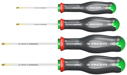 FACOM Jeu de 4 Tournevis Protwist Torx et Tamper Lame Ronde en Acier Carbone de Silicium - Set d'Outillage Traité Thermiquement - Atxr.J4Pb Multicolore