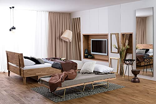 Beauty.Scouts Gästebett Gregor Buche massiv 90x200cm DICO Bett Raumsparbett Einzelbett klappbar Metallrahmen Klappbett Faltbett Feldbett max 110kg belastbar
