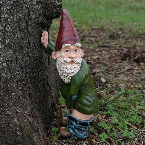 Garden Gnomes Ornaments, Waterproof Resin Rude Garden Gnome Statue Ornaments Outdoor Statues, Garden Gnome Decoration for Patio Yard Lawn Porch Outdoor
