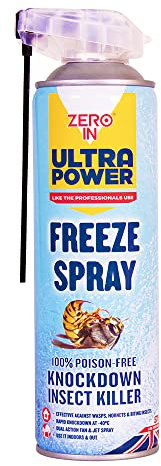 Zero In Ultra Power Freeze Spray Knockdown Insect Killer - 500 ml Dual Action Aerosol Poison-Free, Fast-acting, Odourless Formula Kills on Contact