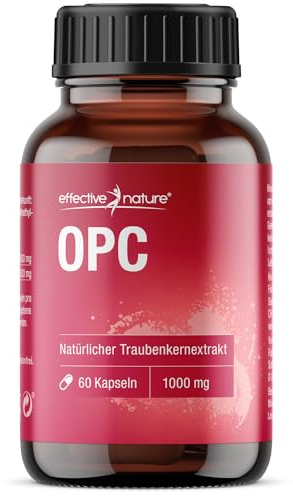 OPC Traubenkernextrakt Kapseln hochdosiert - 1000 mg Traubenkernextrakt und 400 mg reines OPC - 60 Kapseln für einen Monat - Ohne Zusatzstoffe