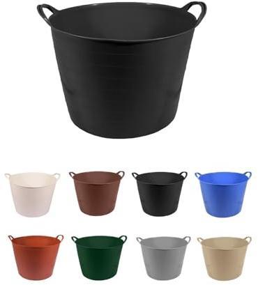 JARDIN202 - Espuerta de plástico | Capazo agrícola | Negro | 1 Unidad (25 L)