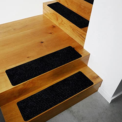 your GEAR Stufenmatten Treppenstufen Matten 76x20cm – TPR Antirutsch Unterseite, Treppenschutz ohne Kleber, Treppenteppich innen, Stufenmatten selbsthaftend - 15 Stück, Farbe Grau
