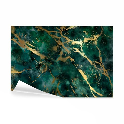 decomonkey Fototapete selbstklebend Marmor, 343x256 cm, XL, Stein Muster | Mauer, Steinwand, grün, Selbstklebende, Tapeten, Wand, Fototapeten, Tapete, Wandtapete, klebend, Klebefolie, Deko, Modern