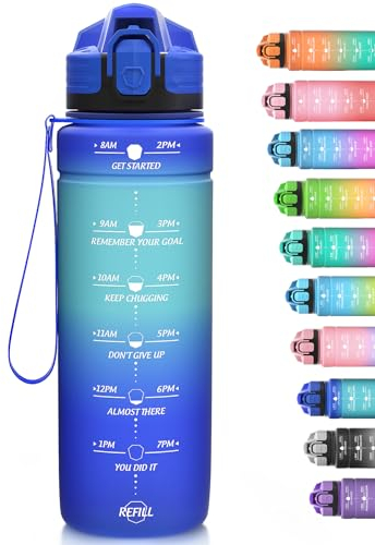 Niggeey Sport Trinkflasche 500ml, 700ml, 1L, 1,5L Trinkflasche Kinder Auslaufsicher, BPA-frei Tritan Motivierende Wasserflasche mit Zeitmarkierung, Sportflasche für Kinder, Schule, Fitness, Gym