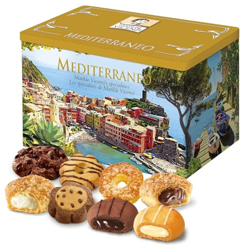 Pasticceria Matilde Vicenzi Matilde Vicenzi Cookie Tin - Gourmet Italian Cookies Assortment in Individually Wrapped Trays - Pastries & Bakery Dessert Gifts - Puff Pastry, Assorted Cookies in Italian