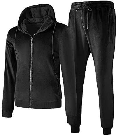 TONY BACKER Tuta Uomo In Pile Sportiva Con Chiusura Zip Completo Tuta In Casa (IT, Testo, L, Regular, Regular, NERO-73)
