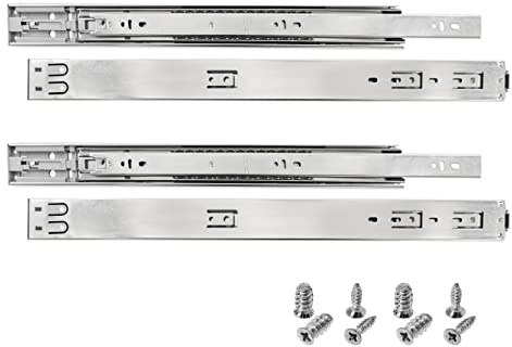 HELPMATE Lot de 4 rails de tiroir push-to-open - 400 mm - Lot de 4 paires de 4 glissières de tiroir - Système de rail - En acier galvanisé - Argenté - Matériel de fixation inclus