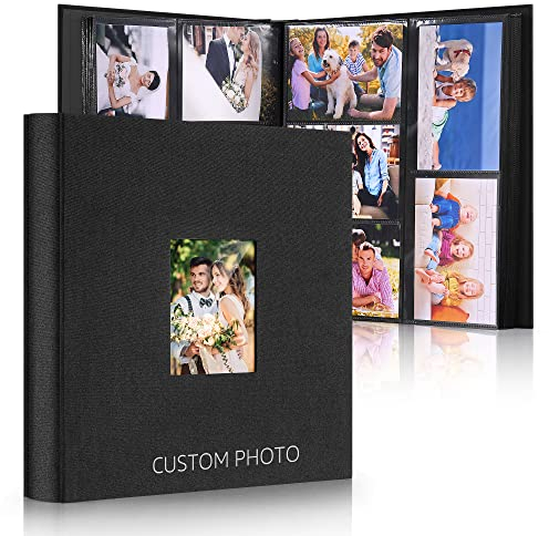DazSpirit Großes Fotoalbum Einsteckalbum für 600 Fotos (10x15 cm) - Leinenbindung, Personalisierbar, Ideal für Familie, Hochzeiten, Reisen & Baby-Erinnerungen, Fotobuch zum Einstecken, Schwarz