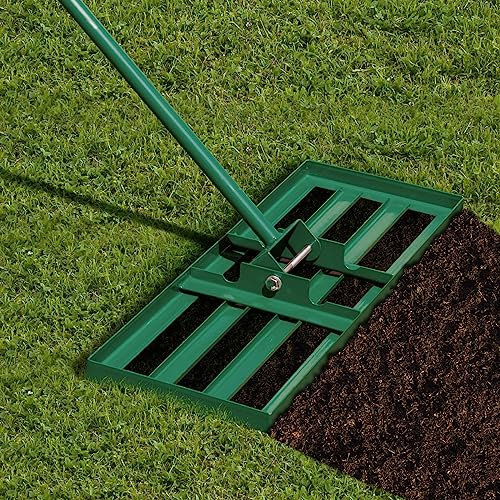 RELAX4LIFE Râteau de Nivellement 75x25 CM en Métal, Râteau de Jardinage à Main avec Poignée Antidérapante 170 CM, Outil de Nivellement de Pelouse pour Jardin Cour Terrain de Golf (75 x 25 cm)