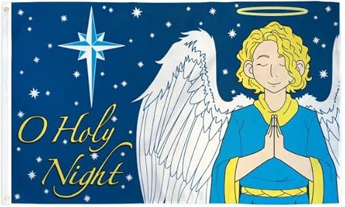 Flagge 90 x 150 cm (ohne Fahnenmast) O Holy Night Weihnachtsflagge ft Polyester Flagge – Feiern Sie Winter & Weihnachtsferien – Heimdekoration, Partys, Outdoor-Dekoration, Weihnachten