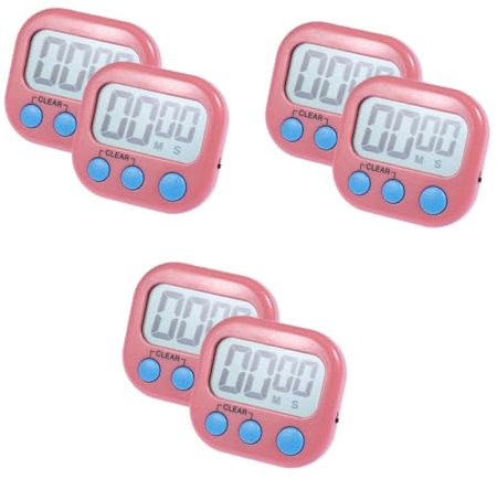 BESTonZON 6pcs Digital Kitchen Timer Magnetic Ultra Thin Lcd Display Loud Alarm Lab Timing Device Cooking Timer No Battery Required