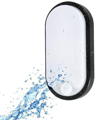 Paul Russells 8W Oval Bulkhead LED Lighting with PIR Motion Sensor outdoor fixture, Black Trim, IP54 Waterproof, 650LM, 6500K Daylight, Perfect for Mounting in Ceiling and Walls, Energy Saving, 1 Pack