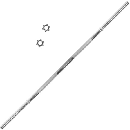 GymBeam Bilanciere Dritto Cromato Lifter 30mm in Acciaio, Bilanciere Cromato da Palestra per Pesistica 150cm, Peso 10kg, capacità di Carico 136kg, con Fermi a Forma di Stella.