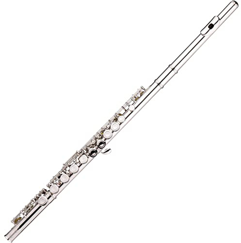 COMETX Konzertflöte Western Konzertflöte vernickelt 16 Löcher C Taste Cupronickel Breathing Instrument Rod Handschuhe mit Reinigungstuch Mini Schraubendreher Gepolsterte Tasche