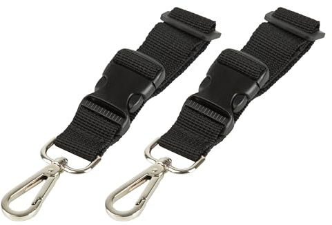TINÉO - Kinderwagenbefestigungen für Wickeltaschen - (2 Stück) - Universelle Karabiner aus metall für Kinderwagen, Taschenhalter Kinderwagen Zubehör, Kinderwagenbefestigung für Handtaschen (Schwarz)